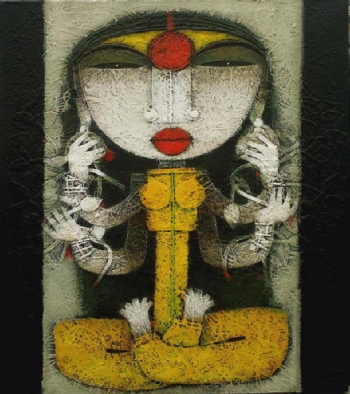Mixed Media on Canvas painting titled Devi