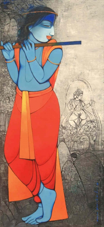 Acrylic on Canvas painting titled Neelmadhava