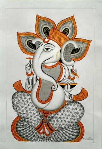 Veg Dye on Paper painting titled Ganesha