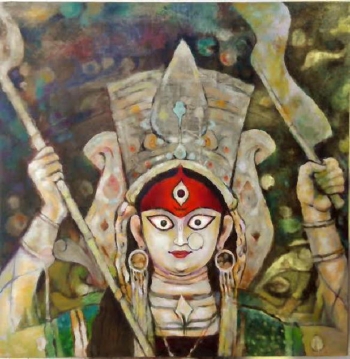 oil on canvas painting titled The magic of Durga