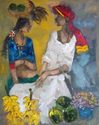 oil on canvas painting titled Flavours of an Indian Fair VII