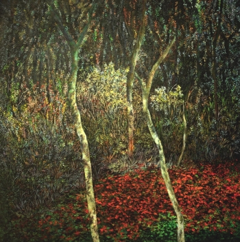 arcylic on canvas painting titled The forest in the moon light