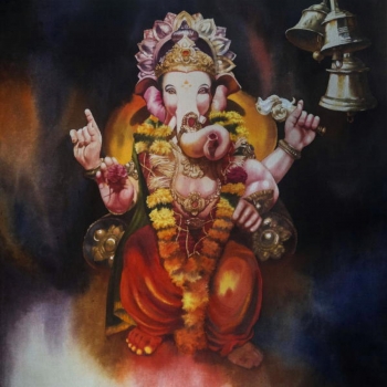 Acrylic on Canvas painting titled Ganapati's Blesssings