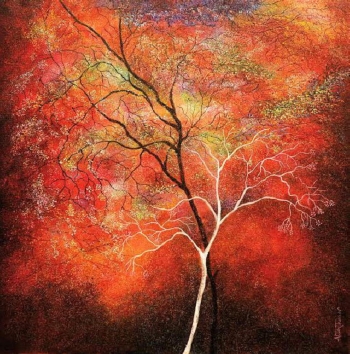 arcylic on canvas painting titled Ethereal Trees II