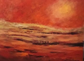Acrylic on Canvas painting titled Sunrise over the Ocean