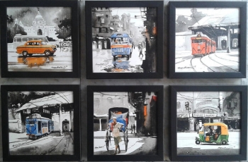 Acrylic on Canvas painting titled Kolkata Kaleidoscope