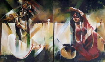 Oil & Acrylic on Canvas painting titled A Divine Melody I & II