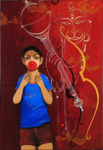 arcylic on canvas painting titled Jai Hanuman II