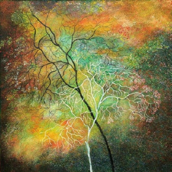 arcylic on canvas painting titled Ethereal Trees I