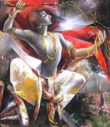 Oil & Acrylic on Canvas painting titled Parthasarathy
