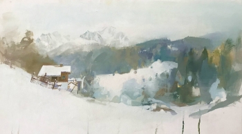 Oil on Canvas painting titled A Snow-covered Splendour