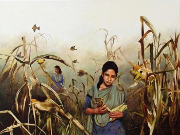 Acrylic on Canvas painting titled The Corn field