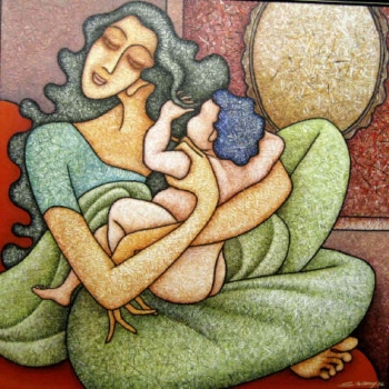 Acrylic on Canvas painting titled A Mother's Love
