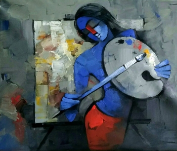 Acrylic on Canvas painting titled Painting to the Rhythm of Music