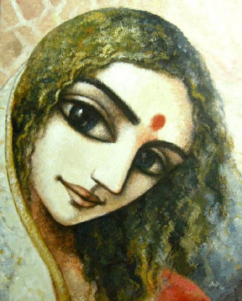 Acrylic on Canvas painting titled The Doe-eyed Beauty