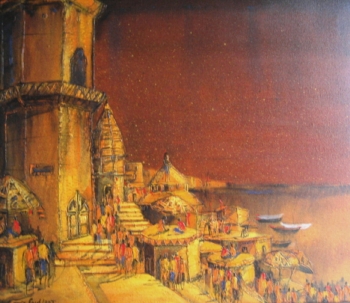 Acrylic on canvas painting titled Golden Ghats