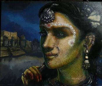 Mixed Media on Canvas painting titled Prateeksha