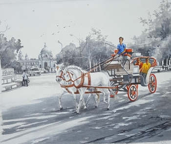 Acrylic on Canvas painting titled Kolkata Nostalgia - IV