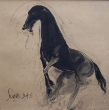 Charcoal on Paper painting titled Horse