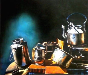 Watercolour on paper painting titled Still life with Pans II