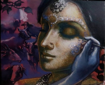 Mixed Media on canvas painting titled Shringaar