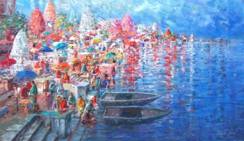 Acrylic on Canvas painting titled The Beauty of Benares