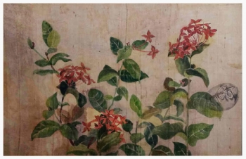 Watercolour on Silk painting titled Flowers on Silk III