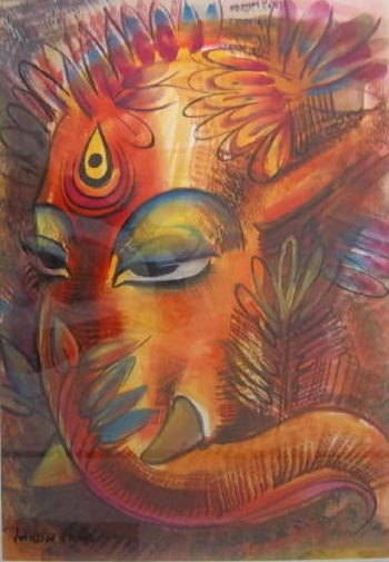 Gouache on Paper painting titled Ganesha II