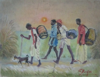 Oil on paper board painting titled Old Painting 
