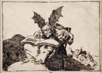  painting titled Devil after Goya