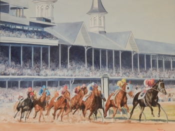 Oil on Canvas painting titled A Day at the Races - The Biggest One of Them All