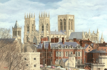 Acrylic on Illustration Board painting titled York Minster
