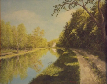 Acrylic on Canvas painting titled C & O Canal Lock 70