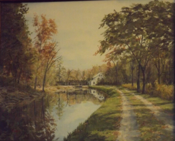 Acrylic on Canvas painting titled C & O Canal Lock 68