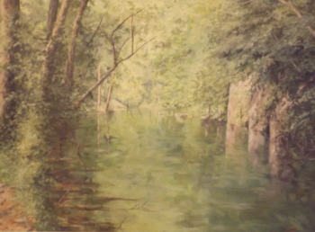 Acrylic on Illustration Board painting titled Summer on the C & O Canal