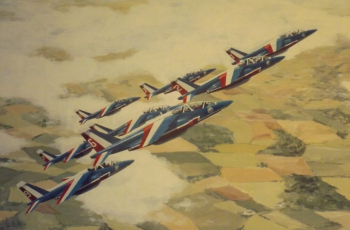 Acrylic on Illustration Board painting titled Patrouille de France
