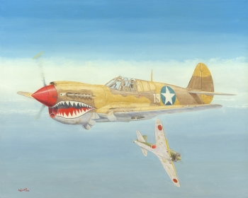 Oil on Canvas painting titled Curtis P40 Warhawk
