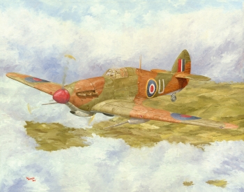 Oil on Canvas painting titled Hawker Hurricane MkII D