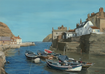 Acrylic on Illustration Board painting titled Staithes North Yorkshire England