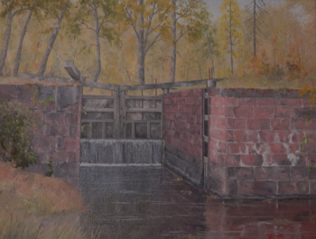 Oil on Canvas painting titled C & O Canal Lock 15