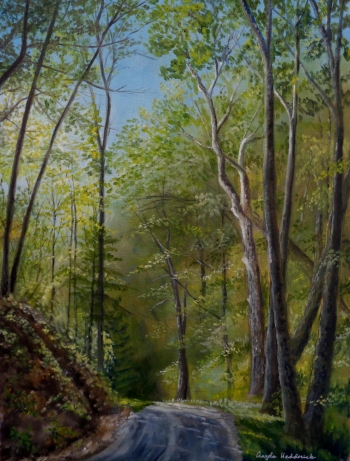 oil on canvas painting titled The Sycamores in the Gap