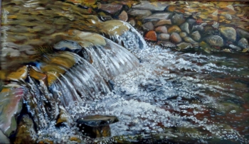 Oil on wood painting titled Snowmelt