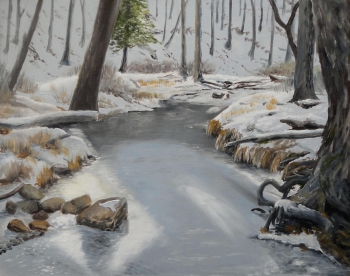 oil on wood painting titled Icy Creek Study #2