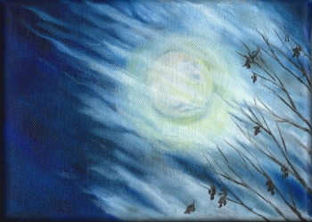 Oil on canvas painting titled Moon and Cloud study#2