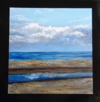 oil on wooden panel painting titled Ocean City Tidepool