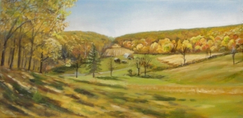 Oil on canvas painting titled Hidden Cornfield