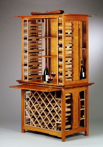 wood painting titled Vineyard Wine Cabinet