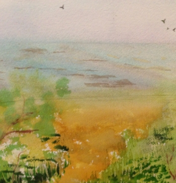 Watercolor on Paper painting titled Lake Erie in June