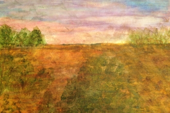 Watercolor on Canvas painting titled Evening Sky