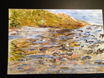 Watercolor & Acrylic on Paper painting titled LaJolla Coast